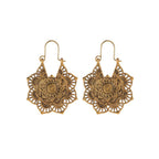 Fortune Jewel Tibetan Lotus Engraving Copper Blessing Drop Earrings