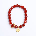 Fortune Jewel Natural Red Agate Blessing Letter Confidence Bracelet