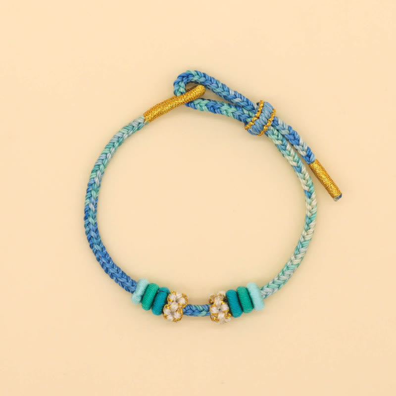 Fortune Jewel Handmade Eight Thread Peace Knot Peach Blossom Knot Luck Rope Braided Bracelet