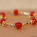 Fortune Jewel Red Agate Fu Character Charm Self-acceptance Bracelet