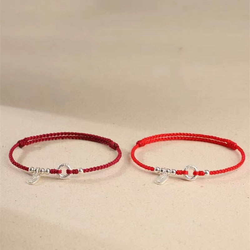 Fortune Jewel 925 Sterling Silver Auspicious Clouds Peace Buckle Safe And Sound Bracelet Anklet