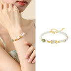 Fortune Jewel 925 Sterling Silver Natural Hetian White Jade Bamboo Luck Blessing Bracelet