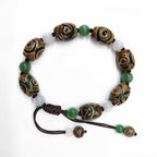 Fortune Jewel Tibetan Three-eyed Dzi Bead Luck Protection Braided Bracelet