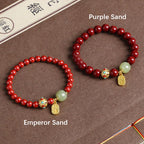 Fortune Jewel Cinnabar Green Aventurine Fortune Protection Charm Bracelet