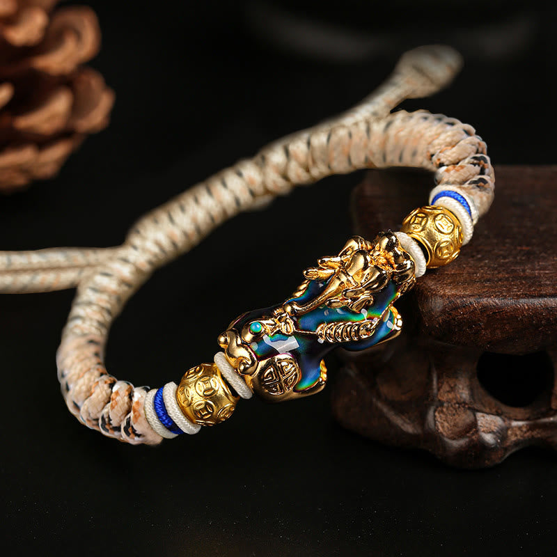 Fortune Jewel Feng Shui PiXiu Color Change Copper Coin Beads Wealth String Bracelet