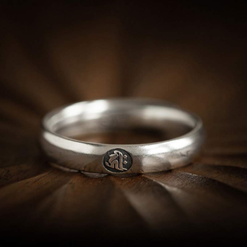 Fortune Jewel 925 Sterling Silver Chinese Zodiac Natal Buddha Blessing Couple Ring