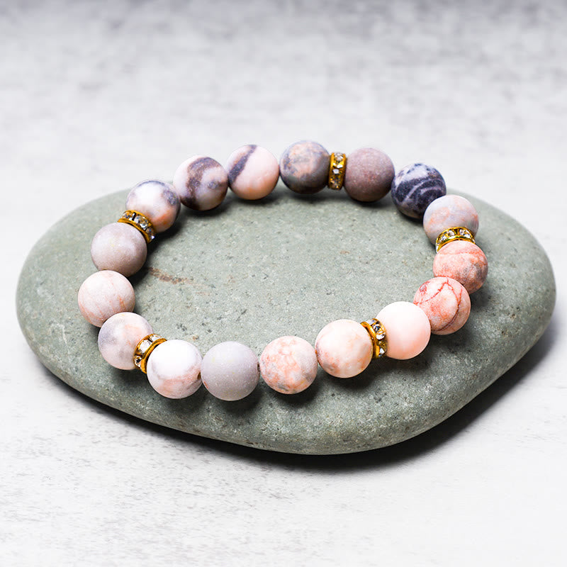 Fortune Jewel Anxiety Stress Healing Crystal Zebra Jasper Bead Bracelet