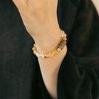 Fortune Jewel White Crystal Red Hematoid Quartz Gold Rutilated Quartz Purple Phantom Protection Bracelet