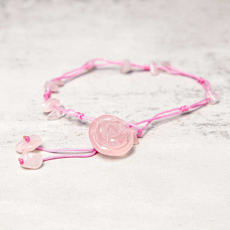 Fortune Jewel Amethyst Pink Crystal Green Aventurine Rose Inner Peace Healing Anklet