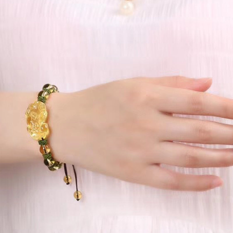 Fortune Jewel Natural Citrine Pixiu Wealth Protection Bracelet