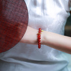 Fortune Jewel Natural Red Agate Blessing Letter Confidence Bracelet