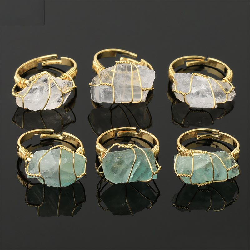 Fortune Jewel Natural Crystal Gemstone Amethyst Adjustable Ring