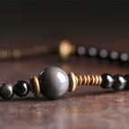Fortune Jewel Rainbow Obsidian Ebony Wood Copper Positive Multilayer Bracelet