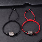 Fortune Jewel Natural Silver Sheen Obsidian Gold Sheen Obsidian Cute Cat Paw Claw Protection Rope Bracelet