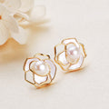 Fortune Jewel 925 Sterling Silver Pearl Camellia Pattern Happiness Necklace Pendant Earrings
