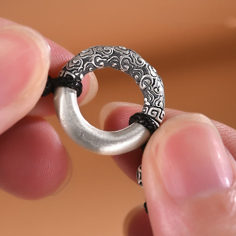 Fortune Jewel 999 Sterling Silver Fu Character Peace Buckle Copper Coin Auspicious Clouds Fortune Bracelet
