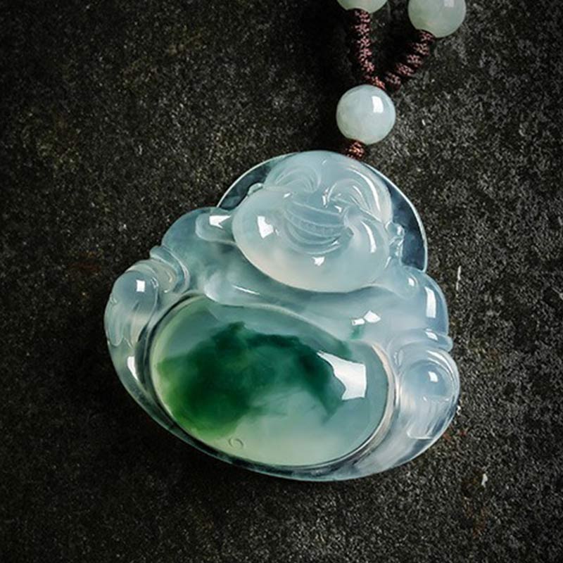 Fortune Jewel Cyan Jade Luck Necklace Pendant Fortune Jewel