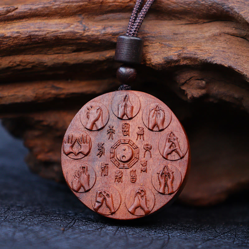 Fortune Jewel Lightning Struck Jujube Wood Yin Yang Bagua Mountain Ghosts Spend Money Protection Necklace Pendant Fortune Jewel
