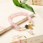 Fortune Jewel Natural Pink Crystal Jade Flower Warm Love Bracelet