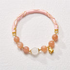 Fortune Jewel Sun Stone Golden Silk Jade Lily of the Valley Charm Positive Bracelet Bangle