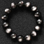 Fortune Jewel Natural Silver Sheen Obsidian Soothing Protection Bracelet