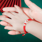Fortune Jewel 999 Sterling Silver Chinese Zodiac Red Rope Luck Handcrafted Kids Bracelet Fortune Jewel