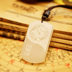 Buddha Stones White Jade PiXiu Yin Yang Luck Protection Necklace Pendant Fortune Jewel