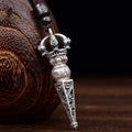 Fortune Jewel Tibetan Om Mani Padme Hum Dorje Vajra Design Wisdom Rotatable Necklace Pendant