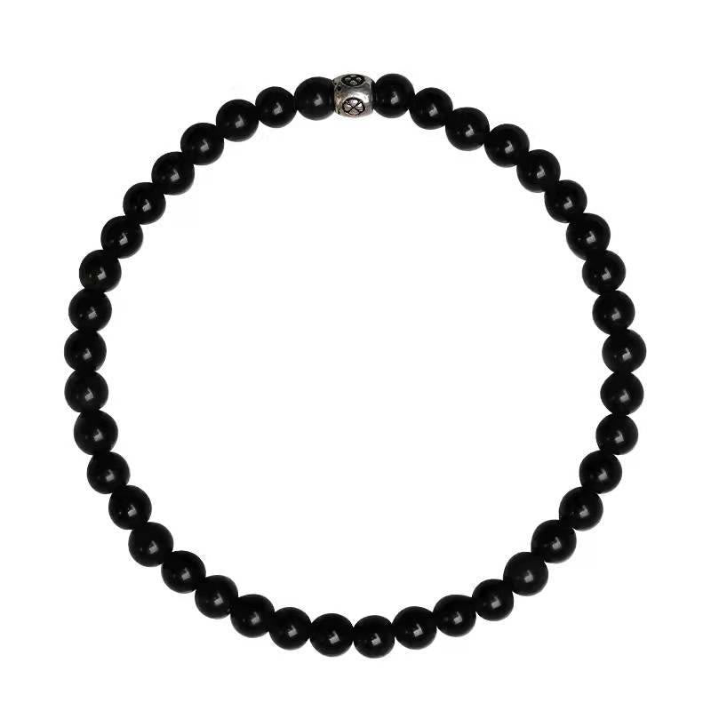 Fortune Jewel Natural Black Obsidian Smoky Quartz Purification Strength Bracelet