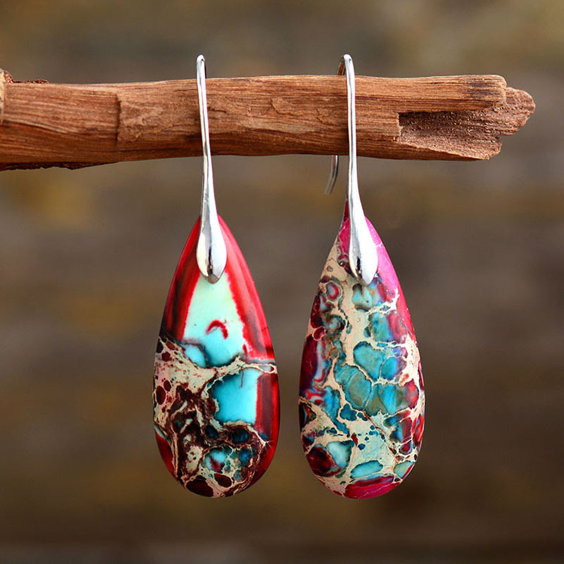 Fortune Jewel Emperor Stone Crystal Happiness Earrings