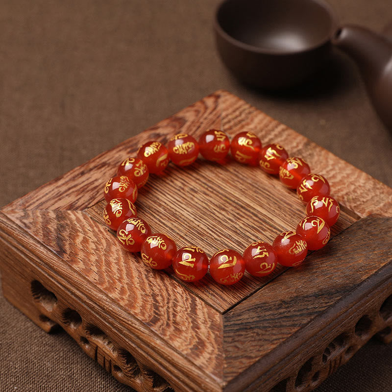 Fortune Jewel Tibet White Crystal Black Onyx Om Mani Padme Hum Meditation Bracelet