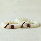 Fortune Jewel Natural Bodhi Seed Cinnabar Dancing Lion Charm Wisdom Harmony Wrist Mala