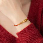 Fortune Jewel 999 Sterling Silver Ruyi Handle Fu Character Fortune Luck Rope Bracelet