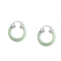 Fortune Jewel Round Jade White Jade Prosperity Earrings
