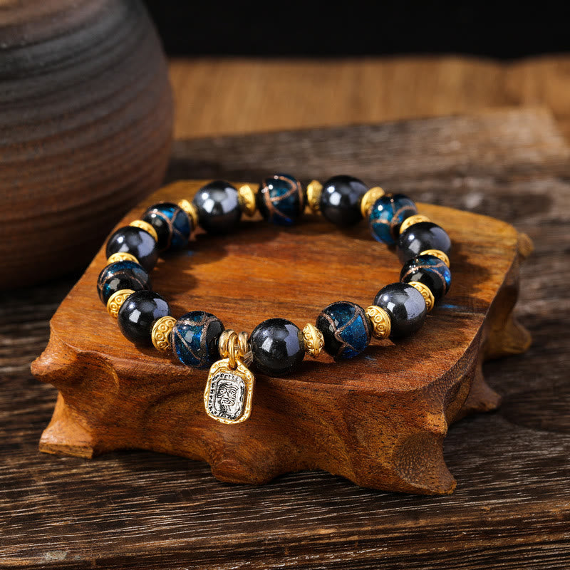 Fortune Jewel Tibetan Zakiram Goddess of Wealth Liuli Glass Incense Ash Porcelain Bead Luck Bracelet