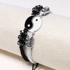 Fortune Jewel 2pcs Yin Yang Hematite Couple Bracelet