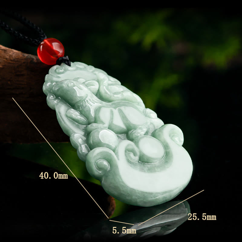 Fortune Jewel Natural Green Jade 12 Chinese Zodiac Luck Prosperity Necklace Pendant