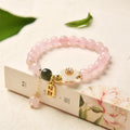Fortune Jewel Natural Pink Crystal Jade Flower Warm Love Bracelet