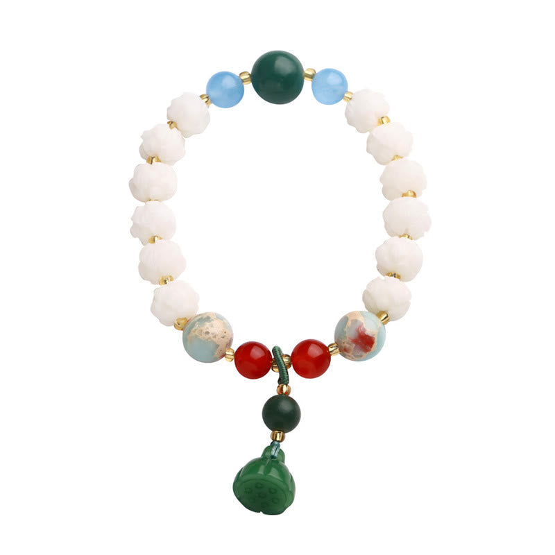 Fortune Jewel Bodhi Seed Lotus Bead Carved Peace Harmony Bracelet