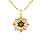 Fortune Jewel 925 Sterling Silver Lotus Flower Colorful Zircon New Beginning Necklace Pendant Fortune Jewel