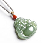 Fortune Jewel Laughing Buddha Hetian Jade Abundance Necklace String Pendant Fortune Jewel