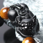Fortune Jewel FengShui PiXiu Rainbow Obsidian Tiger Eye Wealth Bracelet