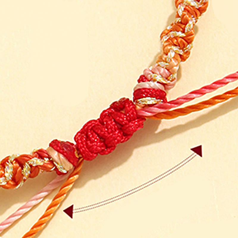 Fortune Jewel Strawberry Quartz Pink Crystal Prehnite White Agate Bead Healing Rope Bracelet
