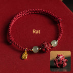 Fortune Jewel Natural Cinnabar Chinese Zodiac Hetian Jade Fu Character Luck Rope Bracelet