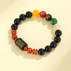Fortune Jewel Five Elements Black Onyx Red Agate Wisdom Wealth Bracelet