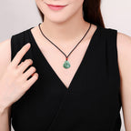 Fortune Jewel Laughing Buddha Cyan Jade Success Necklace String Pendant Fortune Jewel
