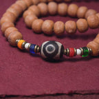 Fortune Jewel 108 Mala Beads Bodhi Seed Dzi Bead Peace Tassel Bracelet