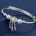 Fortune Jewel Tibetan White Copper Blessing Dream Catcher Charm Bracelet