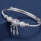 Fortune Jewel Tibetan White Copper Blessing Dream Catcher Charm Bracelet
