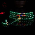 Fortune Jewel 108 Mala Beads Natural Green Agate Power Support Bracelet
